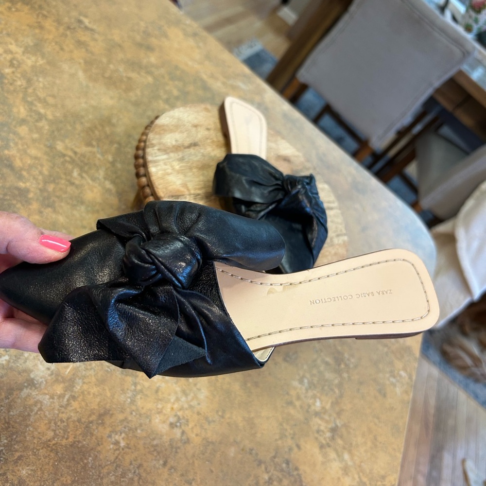 Zara Black Bow Mules - Picture 4 of 13